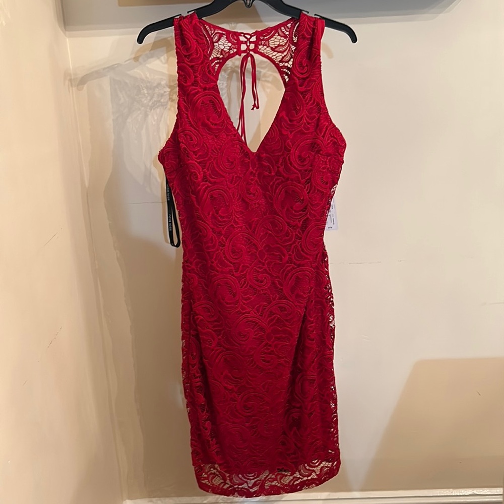 Red Lace Bisou Bisou Knee Length
